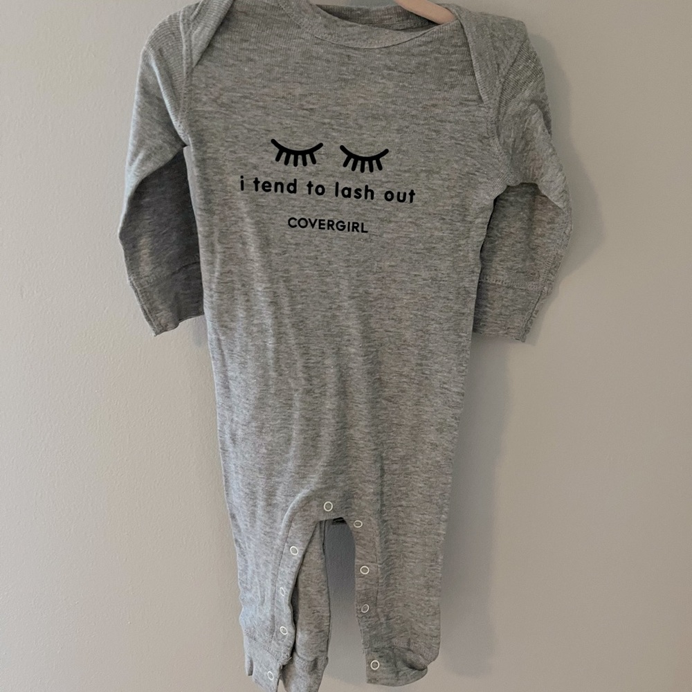 Covergirl grey baby onesie pajamas